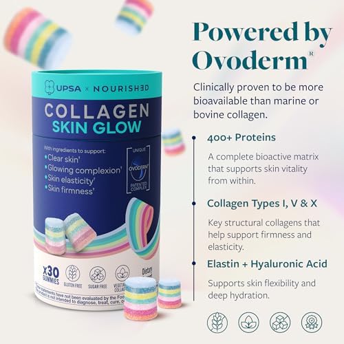 Upsa Colágeno Nutritivo Skin Glow 30 Gomas – Complejo de Membrana de Huevo Ovoderm® con Vitamina C, Niacinamida y Zinc – Piel Elástica – Sin Azúcar y - imagen 5