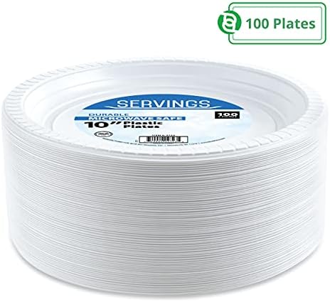 Platos Desechables de Plástico Blanco Blue Sky de 10 Pulgadas - [Paquete de 100] Apta para Microondas, Ideal para Fiestas, Bodas y Uso Diario - imagen 2