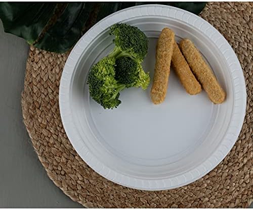 Platos Desechables de Plástico Blanco Blue Sky de 10 Pulgadas - [Paquete de 100] Apta para Microondas, Ideal para Fiestas, Bodas y Uso Diario - imagen 3