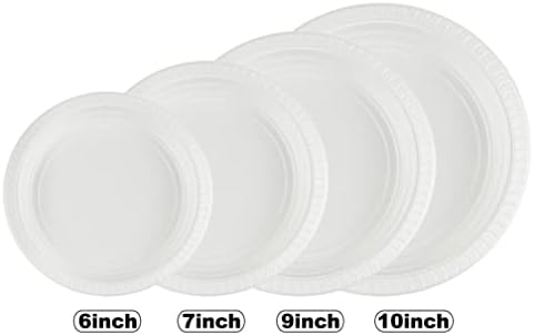 Platos Desechables de Plástico Blanco Blue Sky de 10 Pulgadas - [Paquete de 100] Apta para Microondas, Ideal para Fiestas, Bodas y Uso Diario - imagen 5