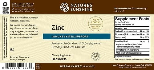 Zinc 25mg de Nature's Sunshine, 150 tabletas | Fortalece el sistema inmunológico con 167% del valor diario de zinc - imagen 6