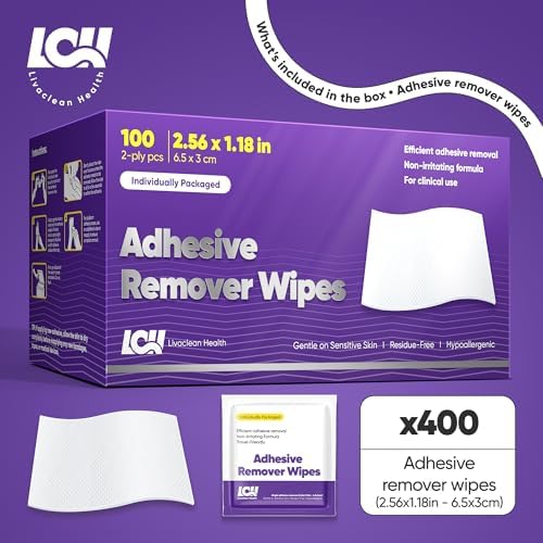 Toallitas Removedoras de Adhesivo 400 CT (Paquete de 4) – Suaves y Sin Irritación – Eliminador Médico de Adhesivo para la Piel – 2 Capas 2.56x1.18in - imagen 2
