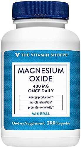 Suplemento de Óxido de Magnesio 400 mg de The Vitamin Shoppe, 200 Cápsulas, Apoyo para Relajación Muscular, Salud Ósea y Energía, Libre de Gluten y - imagen 1