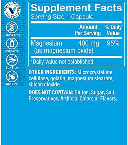 Suplemento de Óxido de Magnesio 400 mg de The Vitamin Shoppe, 200 Cápsulas, Apoyo para Relajación Muscular, Salud Ósea y Energía, Libre de Gluten y - imagen 2