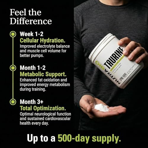NutraBio Taurina en Polvo 500g | Suplemento de Aminoácido L-Taurina Pura | Apoya la Salud Celular, Energía y Bienestar | No GMO, Grado USP - imagen 4