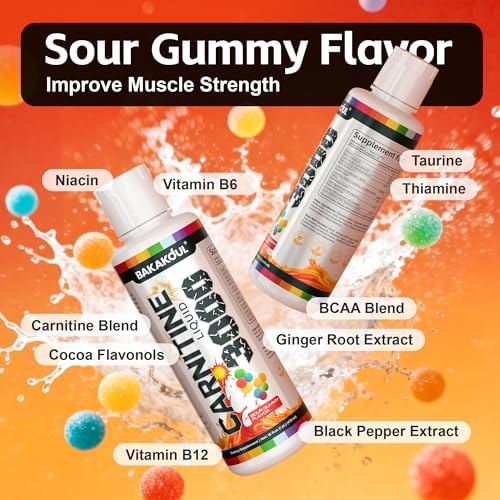Suplemento Líquido de L-Carnitina 3000 mg con BCAA, Aumenta Energía y Soporte Muscular, Fórmula Eficiente con Acetil, Sabor Gummy Ácido - imagen 5