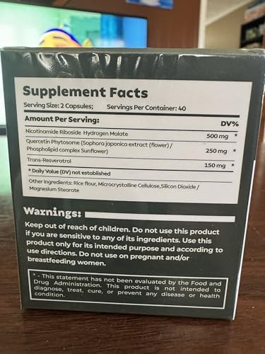 Suplemento Reus Research NAD+ Nicotinamida Ribósido 900mg, Liposomal con Resveratrol, Apoyo para el Envejecimiento de la Piel, 80 Cápsulas - imagen 1