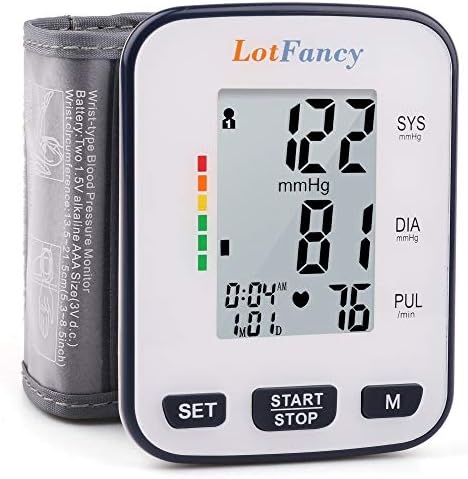 Monitor de Presión Arterial en Muñeca LotFancy para Uso en Casa, Automático, Ajustable 5.3”-8.5”, Pantalla LCD, 120 Memorias, 2 Usuarios, con Estuche - imagen 1
