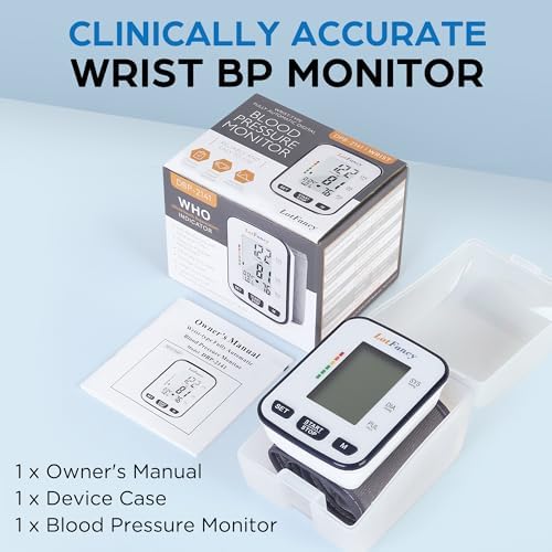 Monitor de Presión Arterial en Muñeca LotFancy para Uso en Casa, Automático, Ajustable 5.3”-8.5”, Pantalla LCD, 120 Memorias, 2 Usuarios, con Estuche - imagen 7