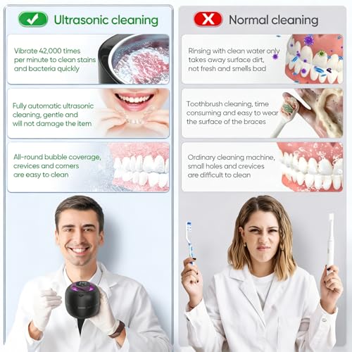 Limpiador Ultrasónico de Retenedores 2026 Mejorado, Baño Dental Inalámbrico 45kHz con Batería de 1800mAh, 4 Temporizadores y Tanque de Acero - imagen 8