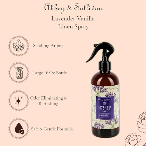 Spray de Lino Abbey & Sullivan, Lavanda y Vainilla, Ambientador y Eliminador de Olores, Paquete de 2, 16 oz - imagen 6