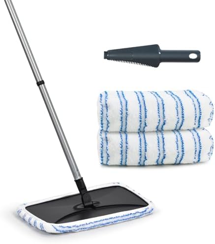 Mopa plana grande MATTHEW CLEANING PRODUCTS de 15x8 pulgadas, 3 recambios de microfibra reutilizables y lavables, compatible con pisos de madera y - imagen 1