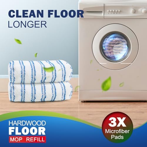 Mopa plana grande MATTHEW CLEANING PRODUCTS de 15x8 pulgadas, 3 recambios de microfibra reutilizables y lavables, compatible con pisos de madera y - imagen 4