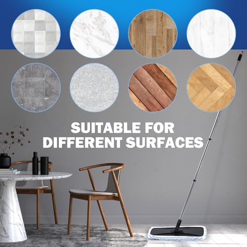 Mopa plana grande MATTHEW CLEANING PRODUCTS de 15x8 pulgadas, 3 recambios de microfibra reutilizables y lavables, compatible con pisos de madera y - imagen 7