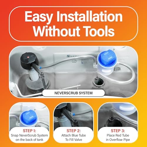 Sistema de inodoro autolimpiante NeverScrub! - Limpiador automático de taza de inodoro con cartucho inicial, dura hasta 3 meses - Limpiador - imagen 6