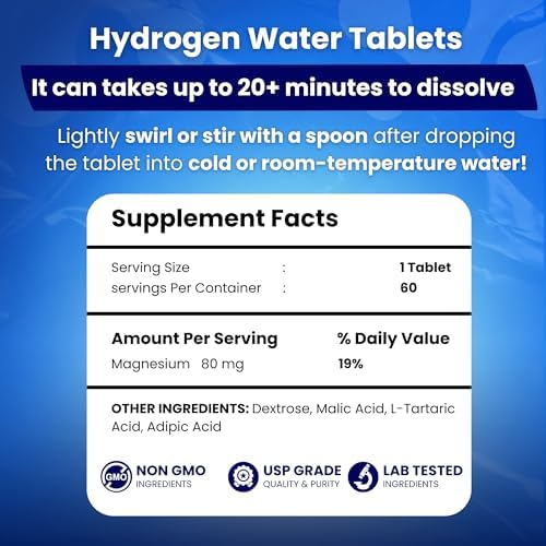 Tabletas de Agua Hidrogenada PHM para Beber - H2 Molecular Tabs | Suplemento de Magnesio y Electrolitos para Hidratación, Energía y Envejecimiento - imagen 2