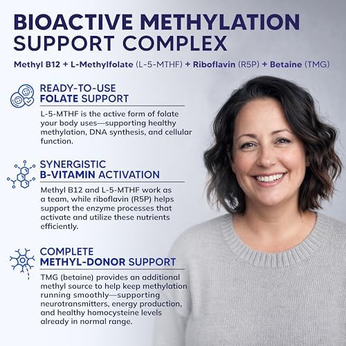 Suplemento de Folato Metilado aSquared Nutrition L Methylfolate Plus Methyl B12 - 1000 mcg de 5-MTHF y 1 mg de B-12 - 60 Cápsulas - imagen 5