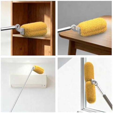 Kit de Limpiadores EHOMGUI con Mango Largo y 2 Cabezas Reemplazables, Duster Lavable con Bolsa de Malla, Herramienta Extensible para Casa y Oficina - imagen 7