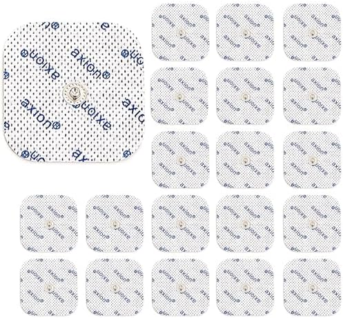 20 Almohadillas Electrodos Axion TENS 2x2'' - Reemplazo con Botón de 3.75mm | Compatibles con Estimuladores Musculares Compex | Reutilizables y - imagen 1