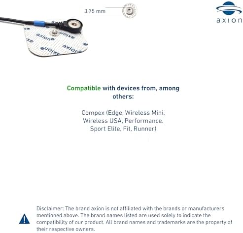 20 Almohadillas Electrodos Axion TENS 2x2'' - Reemplazo con Botón de 3.75mm | Compatibles con Estimuladores Musculares Compex | Reutilizables y - imagen 2