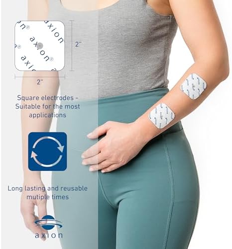 20 Almohadillas Electrodos Axion TENS 2x2'' - Reemplazo con Botón de 3.75mm | Compatibles con Estimuladores Musculares Compex | Reutilizables y - imagen 3