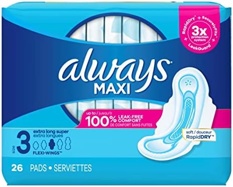 Always Toallas Sanitarias Maxi Extra Largas Tamaño 3 - 26 Piezas Super (Paquete de 2) - imagen 1