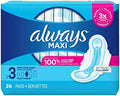 Always Toallas Sanitarias Maxi Extra Largas Tamaño 3 - 26 Piezas Super (Paquete de 2) - imagen 1
