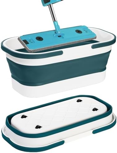 Cubeta Plástica Plegable Yesland con Ruedas, 12L (3.17 Gal) - 2 Piezas, Cubo Rectangular para Limpieza, Lavado de Autos, Pesca y Camping, Gris y Azul - imagen 3