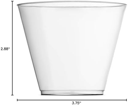 Tazas de Plástico Transparentes Munfix de 9 Oz, 200 Piezas, Vasos Desechables Elegantes para Bodas y Fiestas, Reciclables y Sin BPA - imagen 3
