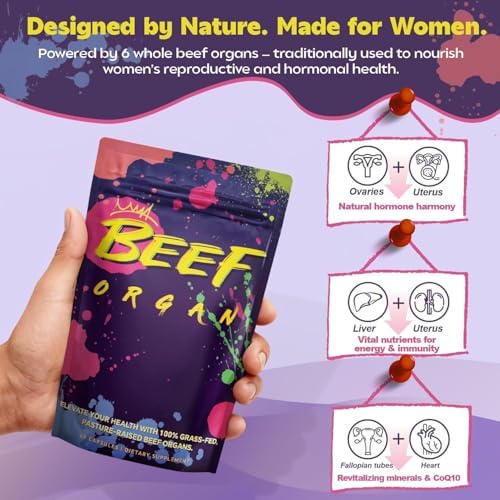 Suplemento de Órganos de Res para Mujeres – Hígado, Riñón, Útero, Corazón – Apoya el Equilibrio Hormonal, Energía y Bienestar – Superalimento Natural - imagen 3