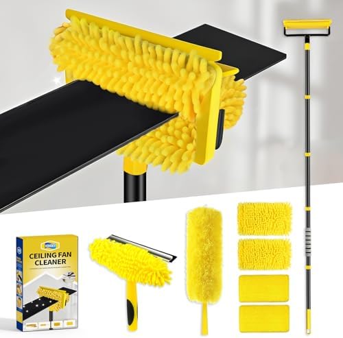 Limpiador de Ventiladores de Techo Alto con Extensión de 78.7in, Herramienta de Limpieza Reutilizable con Cabezal de Chenille y Microfibra para - imagen 1