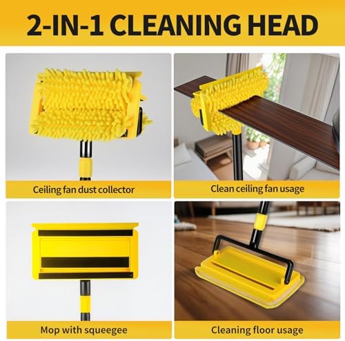 Limpiador de Ventiladores de Techo Alto con Extensión de 78.7in, Herramienta de Limpieza Reutilizable con Cabezal de Chenille y Microfibra para - imagen 4