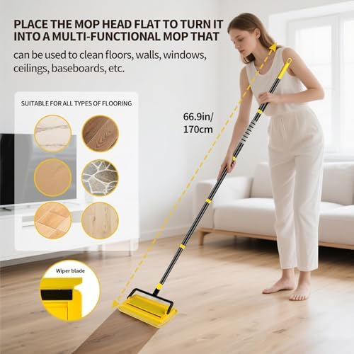 Limpiador de Ventiladores de Techo Alto con Extensión de 78.7in, Herramienta de Limpieza Reutilizable con Cabezal de Chenille y Microfibra para - imagen 8