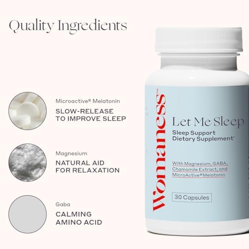 Womaness Let Me Sleep – Suplemento para Dormir con Melatonina y Magnesio - Apoyo Nocturno para un Mejor Descanso - 30 Cápsulas - imagen 2