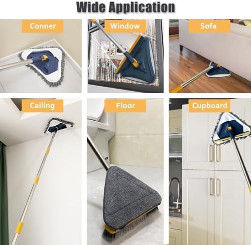 Mopa Limpiadora ShinyDew con Mango Largo, 5 en 1, Incluye 6 Paños de Microfibra Chenille, Limpiador de Ventanas, Cepillo y Duster para Paredes, - imagen 5