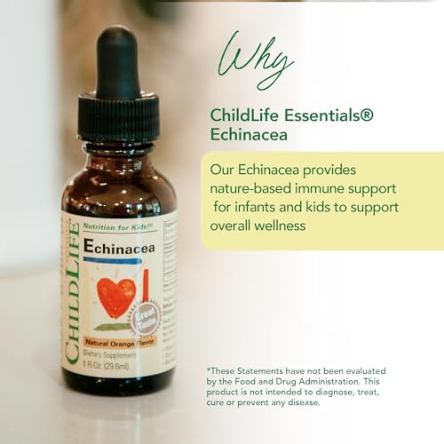 CHILDLIFE ESSENTIALS Echinacea para Niños - Gotas de Echinacea Sin Alcohol, Suplemento Natural para Bebés y Niños - Sabor Naranja, 1 Fl Oz (Paquete - imagen 3