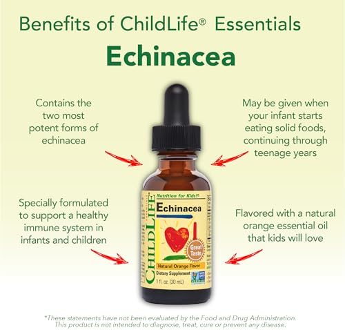 CHILDLIFE ESSENTIALS Echinacea para Niños - Gotas de Echinacea Sin Alcohol, Suplemento Natural para Bebés y Niños - Sabor Naranja, 1 Fl Oz (Paquete - imagen 5