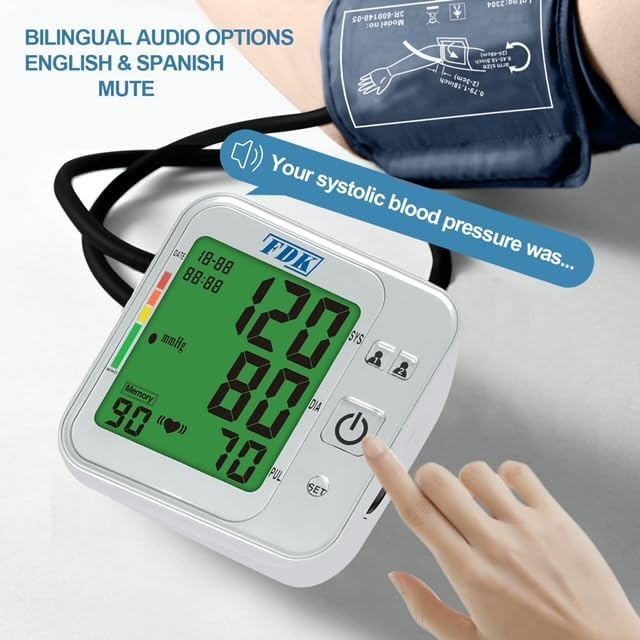 Monitor de Presión Arterial para Uso en Casa; Control de Volumen de Voz Bilingüe (Inglés/Español); Monitor de Presión Arterial para Brazo con - imagen 3