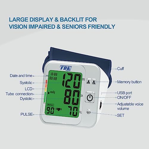 Monitor de Presión Arterial para Uso en Casa; Control de Volumen de Voz Bilingüe (Inglés/Español); Monitor de Presión Arterial para Brazo con - imagen 7