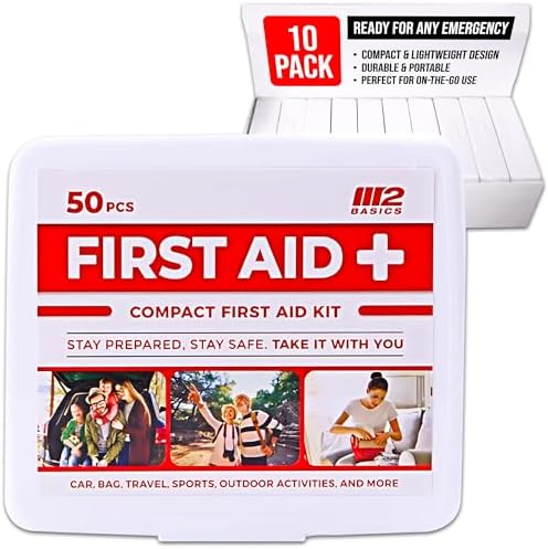 Kit de ros Auxilios M2 BASICS Mini, Paquete Múltiple de 10, 50 Piezas por Kit, Total de 500 Piezas para Auto, Viajes, Hogar y Donaciones - imagen 1