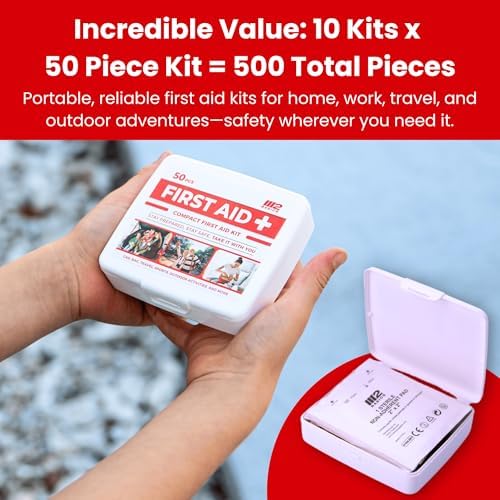 Kit de ros Auxilios M2 BASICS Mini, Paquete Múltiple de 10, 50 Piezas por Kit, Total de 500 Piezas para Auto, Viajes, Hogar y Donaciones - imagen 2