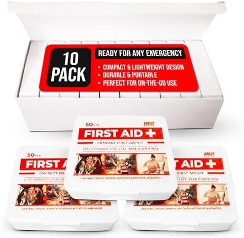 Kit de ros Auxilios M2 BASICS Mini, Paquete Múltiple de 10, 50 Piezas por Kit, Total de 500 Piezas para Auto, Viajes, Hogar y Donaciones - imagen 8
