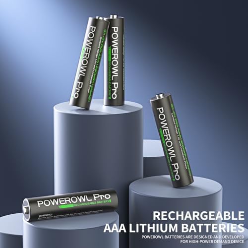 Baterías AAA Recargables POWEROWL 1.5V de Litio con Cargador, Paquete de 8 Baterías de 1300mWh y Cargador Rápido Tipo-C de 8 Ranuras - imagen 2
