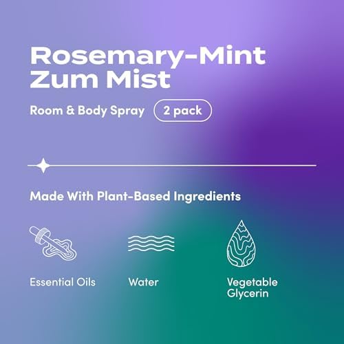 Indigo Wild Zum Mist Spray para Cuerpo y Habitaciones - Aromaterapia con Aceites Esenciales - Aroma Romero-Menta - 4 fl oz (Paquete de 2) - imagen 2