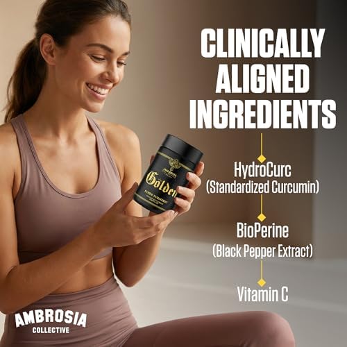 Ambrosia Golden Super Turmeric | Curcumina Bioavailable HydroCurc | Soporte para Estómago, Cerebro y Articulaciones | 765mg de Curcuminoides Activos - imagen 3