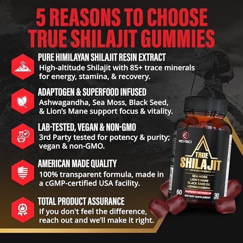 Gomitas de Shilajit Natural Himalayo para Hombres – Hechas en EE. UU., Shilajit Puro de Oro Himalayo, Apoyo de Energía y Enfoque con Ashwagandha y - imagen 2