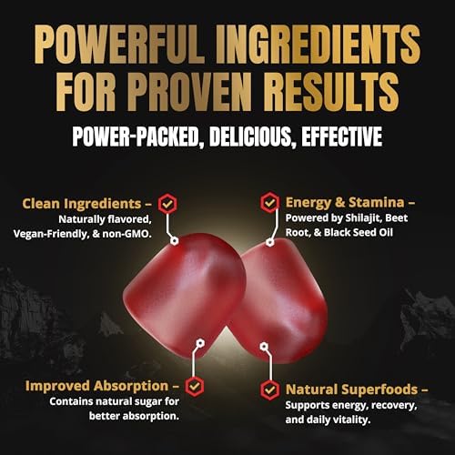Gomitas de Shilajit Natural Himalayo para Hombres – Hechas en EE. UU., Shilajit Puro de Oro Himalayo, Apoyo de Energía y Enfoque con Ashwagandha y - imagen 6