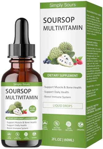 Extracto Líquido de Graviola Simply Sours Orgánico - 5000mg de Hoja y Fruto, Suplemento Sin Azúcar y Sin Gluten, 2 fl oz (60 Porciones) - imagen 1