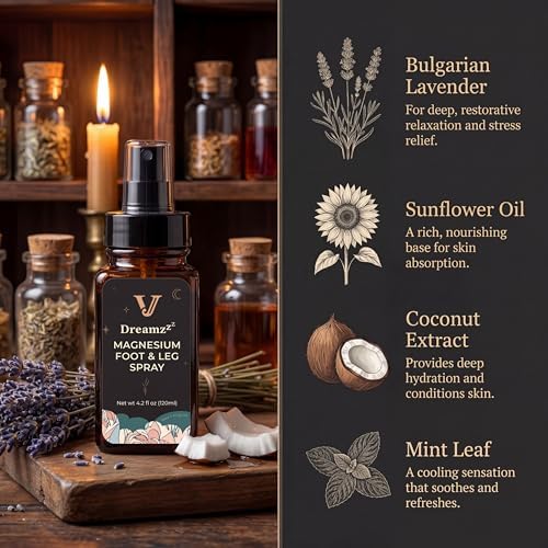 Spray de Magnesio para Pies y Sueño Jane Vine Dreamzzz – Fórmula Mezclada con Aceite de Lavanda y Coco – Spray Corporal para Pies y Piernas - 4.2 oz - imagen 5