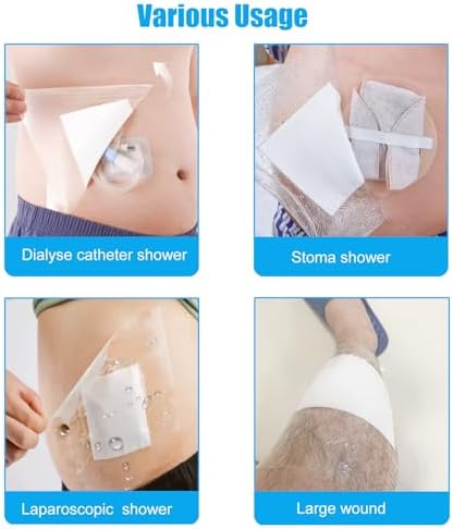 Cubiertas Impermeables para Bolsa de Ostomía Fanluex, Paquete de 30, 8”x8” para Drenajes, Protección para Ducha con Almohadilla No Adherente, Ideal - imagen 3